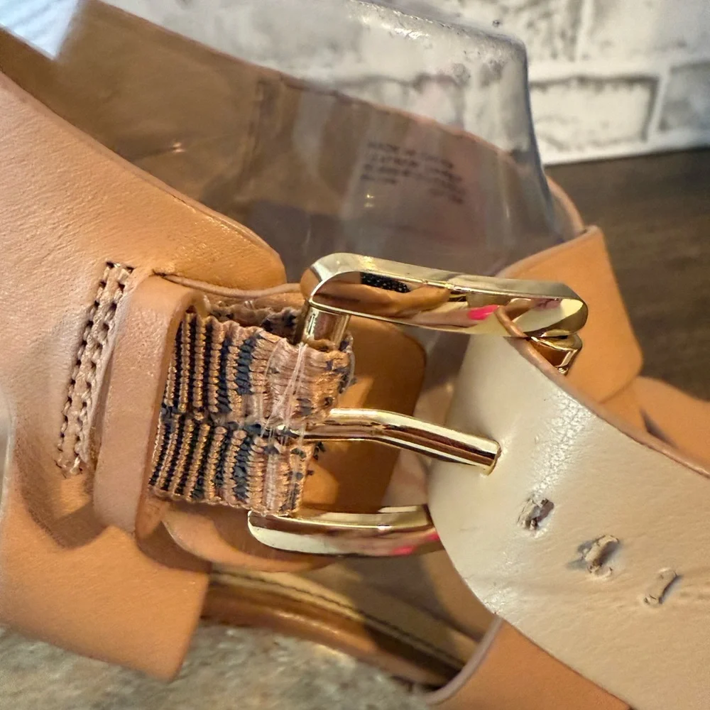 Michael Kors strapy tan Celia espridrile mid wedge platform‎ sandal size 9.5.